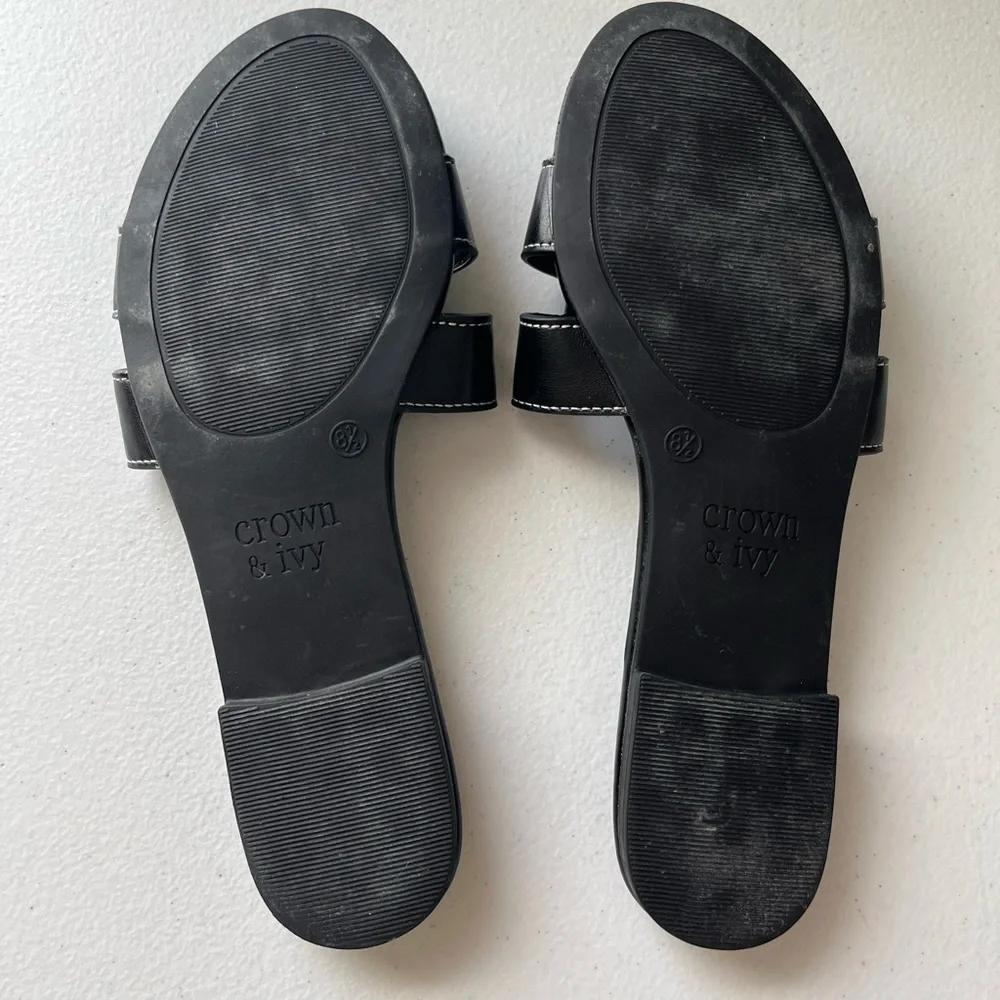 Crown & Ivy Women’s Black Slip-On Comfort Sandals | Size 8.5 | Spring | Low Heel - Picture 14 of 14